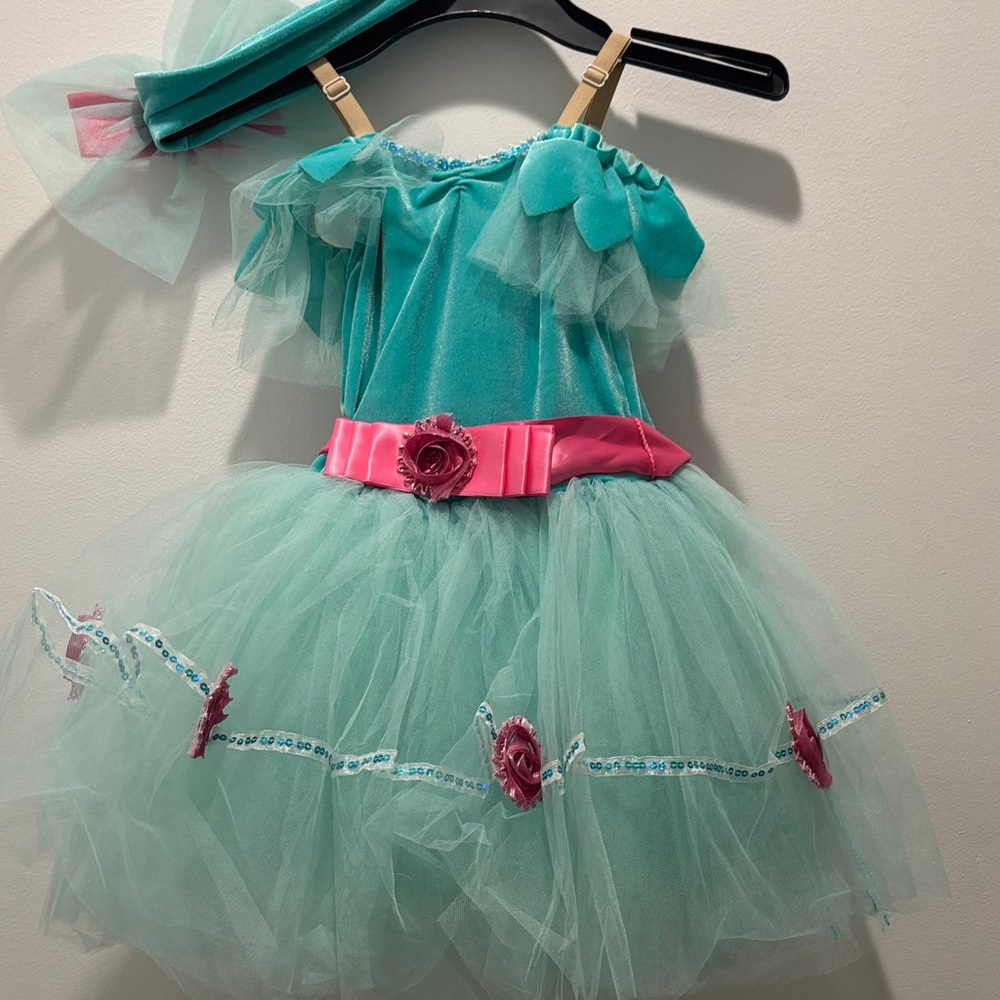 Aqua and Pink Kids Costume Dress with Headband